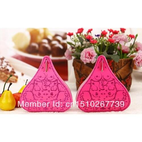 50 X Fuchsia Wedding Candy Box Water Droplet Gift Box Birthday Gift Party Favor Supply
