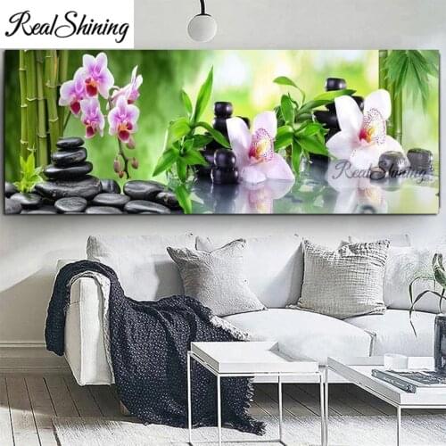 Orchid blossom Stone 3d diy Diamond Painting mosaic Set Diamond bamboo picture Full Square/round 5d diamond Embroidery T169