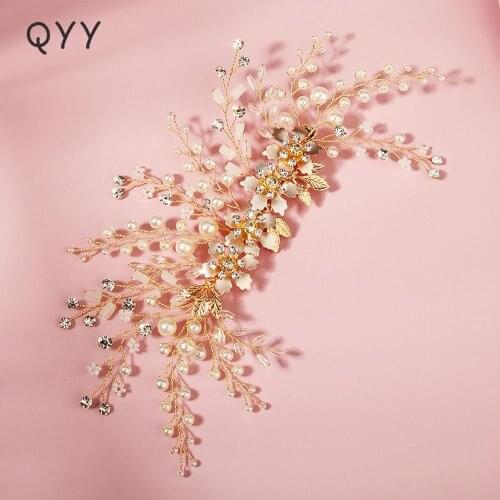 Birdal Wedding Accessories Jewelry Handmade Flower Pearl Hair Clips for Women Gold Color Hair Pins Ornaments Bridal Headpiece