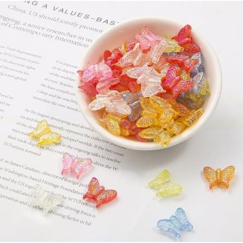 15x13mm Plated Colored Butterfly Acrylic Beads Loose Round Beads Craft For Fashion Jewelry Making DIY beads Wholesale 20pcs