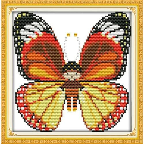 Baby butterfly(2) (yellow) cross stitch kit 14ct 11ct count print canvas stitches embroidery DIY handmade needlework plus