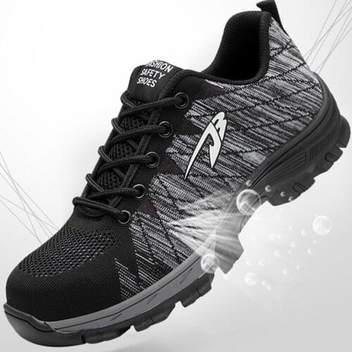Breathable Mesh Safety Shoes Steel Toe Cap Lightweight Puncture-Proof Work Shoes Working Indestructible Boots for Women Men