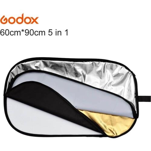 Godox 5 in 1 60x90cm/24" x 36" Photo Camera Reflector Oval Collapsible multi-colored Disc Reflector for Photography Studio Flash
