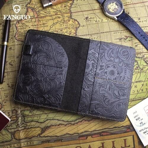 Handmade Real Leather Passport Bag For Women Travel Wallet Male Multi-functional Ultra-thin Air Ticket Folder Certificate Bag