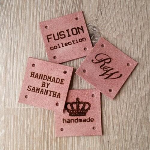 Leather sew on tags, custom labels, personalized leather labels, handmade labels, labels for knitted goods, custom label tags