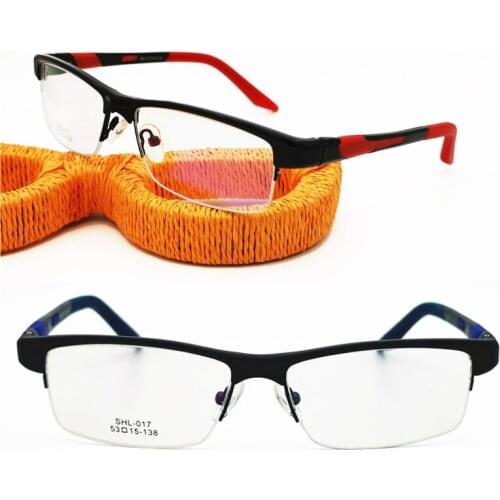 Lightweight classic rectangle half-rim TR90 front rim combined aluminum flexi temple prescription eyeglasses for teens