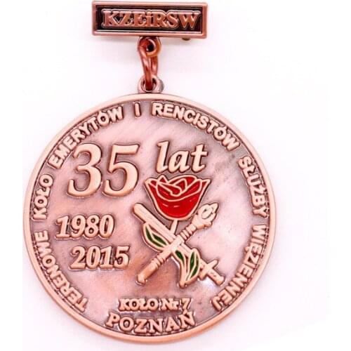 Factory direct plating red copper medals cheap gold medal custom paint badge