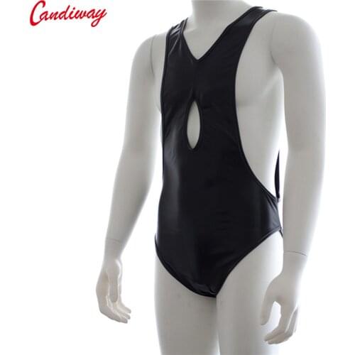 Mens Sexy Bodysuit Leotard Mesh Black teddy lingerie Erotic Underwear Sex BDSM game fun Costumes Sleepwear