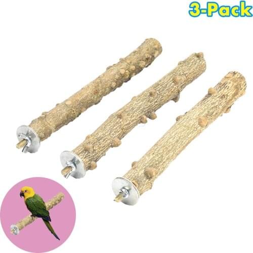 PET Natural Wood Bird Perch Set Parrot Stand Wood Perches Paw Grinding Stick Wood Stand Platform Chew Toy for Chinchilla