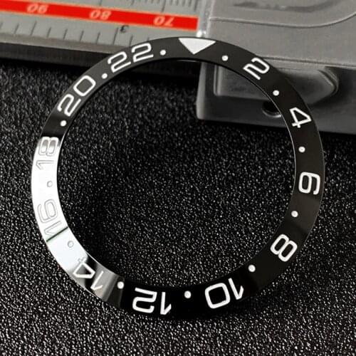 Sloped Ceramic Bezel insert GMT style 38*30.6mm For RLX GMT-Master MOD watch parts (No Luminous)