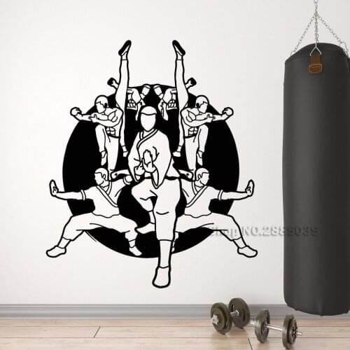 New Vinyl Wall Decal Karate School Fighters Eastern Martial Arts Sport Stickers Interior Decor Sports Murals Wall Sticker LC600