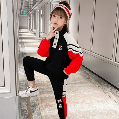 2021 New Kids Clothes Suit Girls Autumn Clothing Number Casual Big ChildrenS Letter Sweater+ Leggings Two-Piece Set For Teens