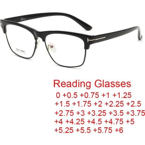 Male Presbyopia Glasses Anti Blue Light Business Office Men Reading Glasses Half Frame Spectacles Computer Diopters 0 TO +6.0