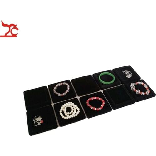 Wholesale 10pcs/lot Mini Jewelry Display Holder Black Velvet Flat Tray Case For Bangle Bracelet Anklet Watch Pendant Display