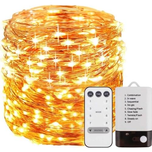 Festive Outdoor Copper String Light 10M/20m Remote Control Timing Battery USB Garden Light For party Christmas Decoration