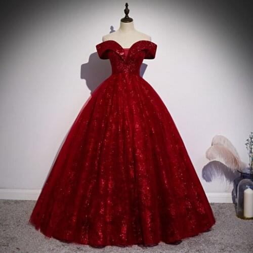 Luxury wine red slash collar rococo princess cosplay medieval dress Renaissance gown queen Victoria Belle Ball