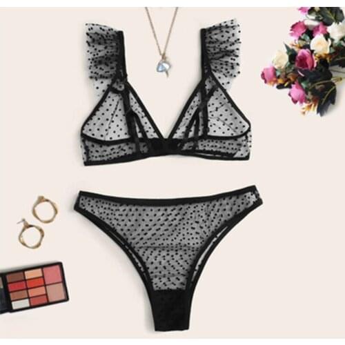 Sexy Bra Seamless Lingerie Underwear Female Suit Sexy Underwear High Waist Polka Dot Perspective Comfortable Lace Underwear Suit