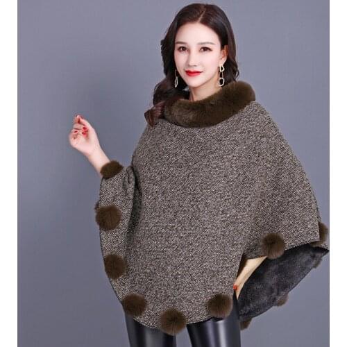 Coats and Jackets Women 2021 The New Imitation Fur Brown Shawl Scarf Rex Rabbit Fur Sleeveless