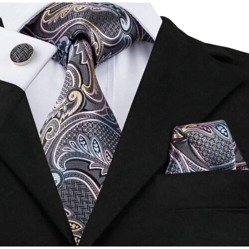 SN-454 New Arriving Paisley Tie Handkerchief Cufflinks Set Mens 100% Silk Ties for Men Wedding Party Gravatas Para Mens Gift