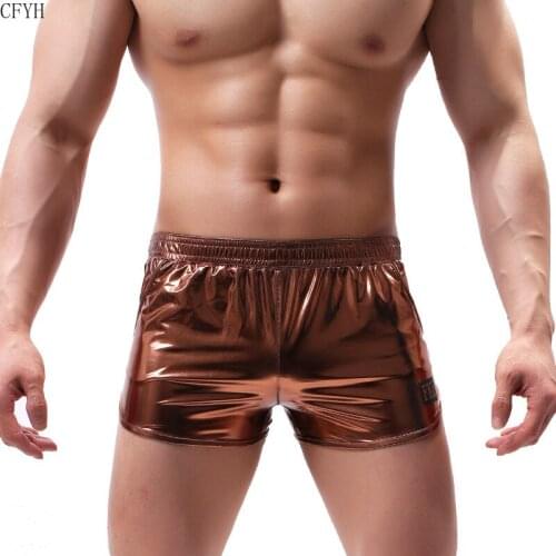 Boxers Underwear Nylon Sexy Men PU Faux Leather Underwear Boxers Shorts Sheathy Cool Male Gay Underwear Boxers Trunks