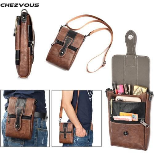 CHEZVOUS 6.3'' Universal PU Leather Fashion Phone Bag Shoulder Pocket Wallet Pouch Case Waist Belt Bag for iphone 7 6 plus 8 6s