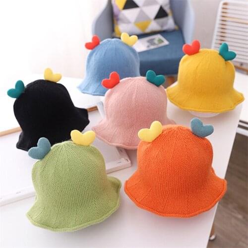 Autumn new color love baby knitted hat children hat all-match baby knitted fisherman hat 1 to 5 years old winter hat for kids