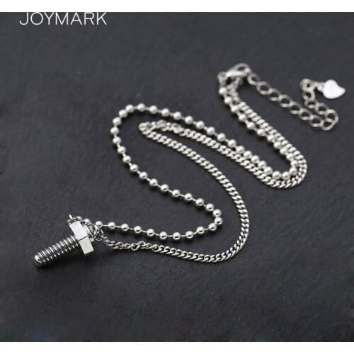 45cm Punk Style Female Screw Clavicle Chain Sterling Silver Necklace For Women S925 Sterling Silver Jewelry Birthday Gift TSN317