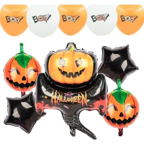 10Pcs/set Halloween Aluminum Foil Balloons Ghost witch Round Helium Globos Halloween Decoration Supplies Kids Toys Baby Shower