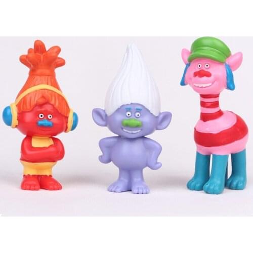 100set Trolls Poppy DJ Suki Guy Diamond Cooper Branch Critter Skitter Boards 8cm PVC Kids Christmas Gifts party favors