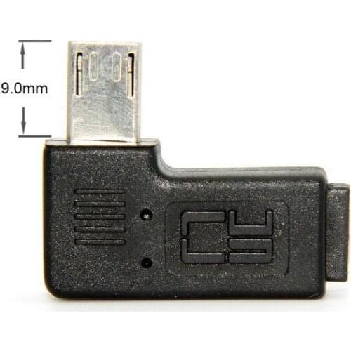 100Pcs MICRO USB Adpter 9mm Long Connector 90 Degree Left&Right Angled Micro USB 5Pin Male to Mini USB Female Extension Adapter