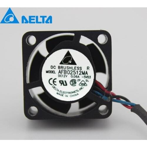 2pcs AFB02512MA 2510 25mm 25*25*10mm DC 12V 0.06A Dual ball 3-P axial mini micro cooling fan