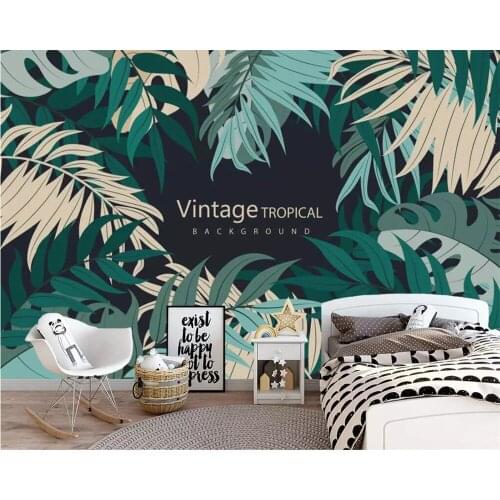 Beibehang Wallpaper mural abstract tropical plant banana leaf mural TV background wall living room bedroom mural 3d wallpaper