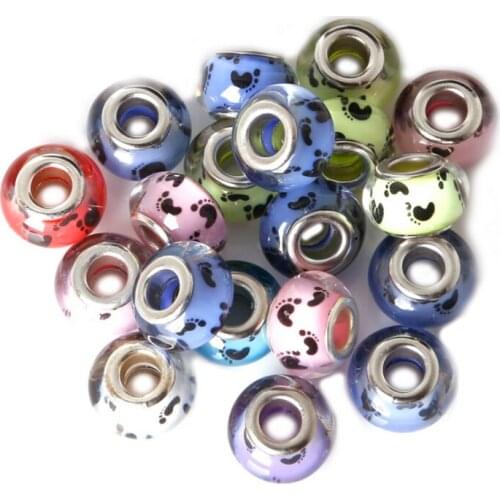 Big feet mix color 5pcs DIY big hole acrylic beads apply to Fit dora Style braceletss accessory fashion Jewelry Findings colar
