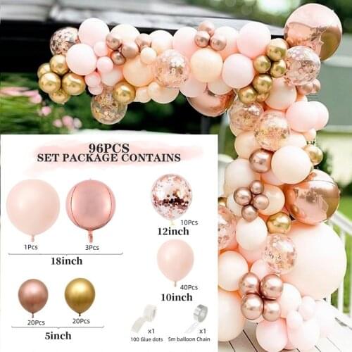 96pcs Macaron Balloon Garland Arch Kit Rose Gold Confetti Latex Balloon Baby Shower Wedding Adult Kids Birthday Party Decoration