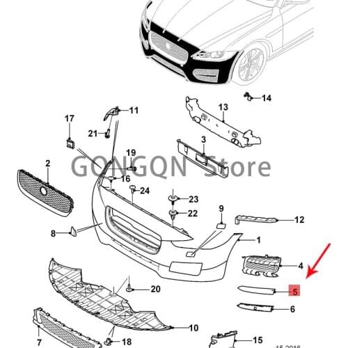 CAR is suitable for XF 2016 fog lamp light bar 2016 -2021Jag ua rxf bumper pads leaf board bright strips leaf board trim strips