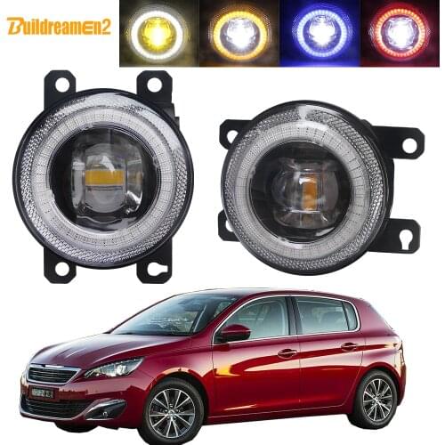 Car Fog Light Assembly LED Lens Angel Eye DRL Daytime Running Lamp 30W 8000LM 12V For Peugeot 308 2013 2014 2015 2016 2017 2018