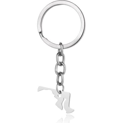 Elfin Maryland Map Key Chains MD Map Stainless Steel Bag Car Keychain Key Ring For Women Men Map Memorial Gift Jewellery