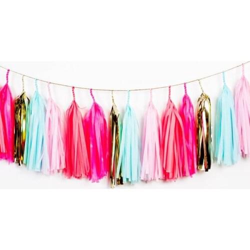 Paper Tassel Garland Paper Banner For Mermaid Baptism Wedding Birthday DIY Party Hanging Decor Suppliers