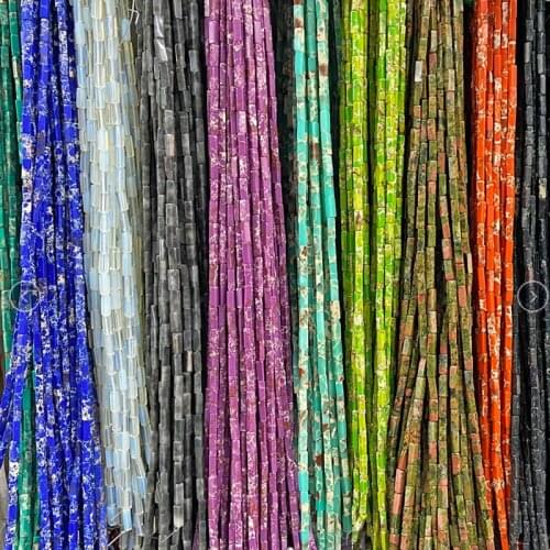 15.5" Natural Amazonite Pipe Stone Beads 2*2*4 mm Polished Tube Centered Drilled Strand Beads For DIY Making Jewelry Pendant