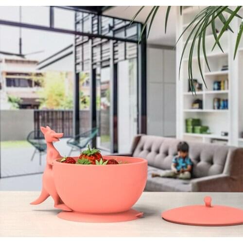 2021 childrens food grade silicone suction cup fixed bowl baby anti-fall kangaroo bowl household kitchen accessories