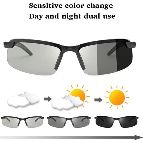 Black Frame Discoloration Photochromic Sunglasses for Driver and Climber Outdoor Sport