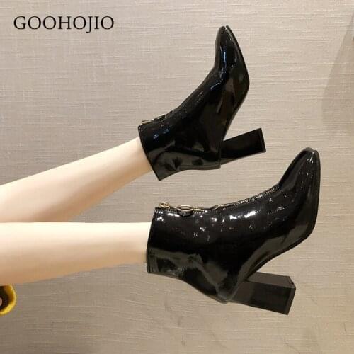 GOOHOJIO 2020 Autumn High-heels Fashionable Ladies Boots Chic Ankle Boots for Women Pointed Toe Breathable Non-Slip Boots Women