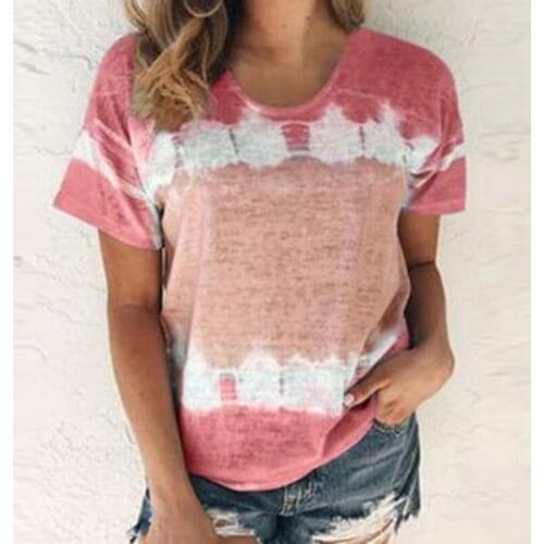 Summer Ladies Patchwork Printed O Neck T Shirt Short Sleeve Tops Women Casual Loose T Shirt Female Tshirts