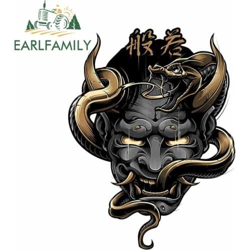 EARLFAMILY 13cm x 9.8cm for Hannya Devil Mask Decoration Trunk Waterproof Windshield Car Stickers VAN Motorcycle Anime Decal