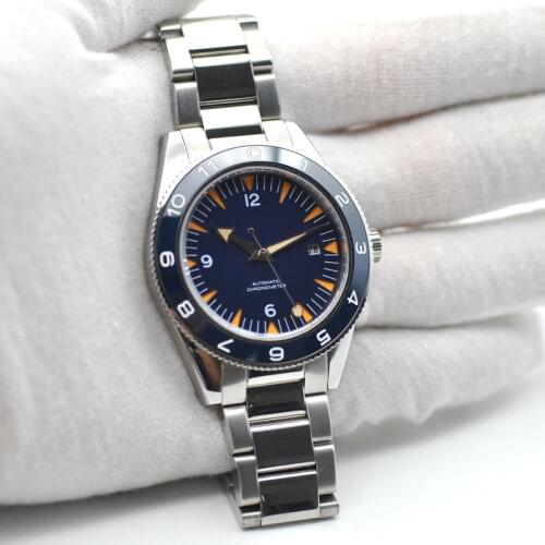 41mm Mens Watch Blue Sterile Dial NH35 Miyota8215 Seagull Automatic Movement Wristwatches Mens Waterproof Swim Luminous-Corgeut