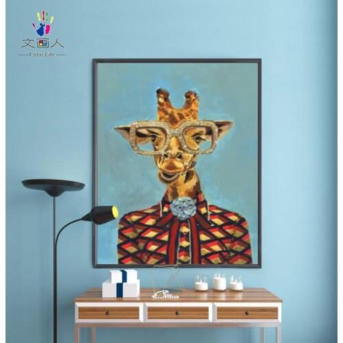 Paint by number art painting animal giraffe hand-painted color oil painting Living room bedroom Decorative paintings