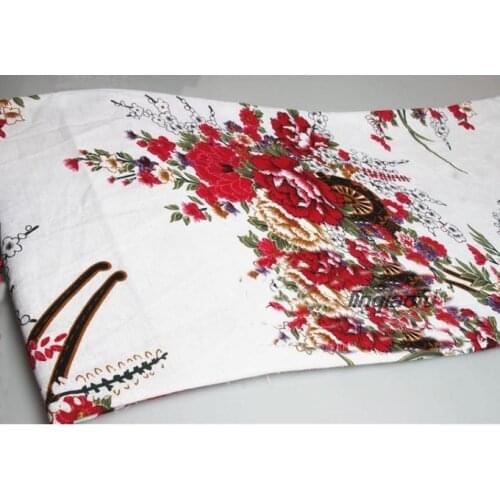 Summer new cotton and linen clothing fabric, blue and white porcelain hand-printed fabric