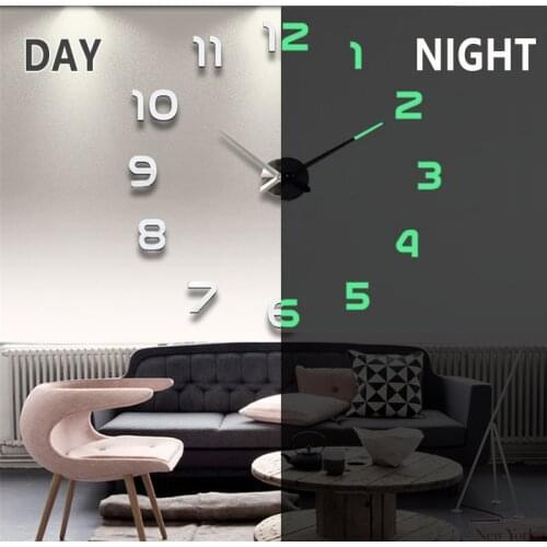 2020 New Wall Clocks 3D DIY Clock Acrylic Mirror Stickers Home Decoration Living Room Quartz Needle Self Adhesive Hanging Watch