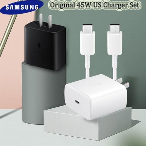 Original Samsung Note10+ 5G 45w PD Super Fast Charger Adapter 5A USB/Type C Cable For GalaxyS21 S20 S20 Ultra Note20 A80 A70 A90