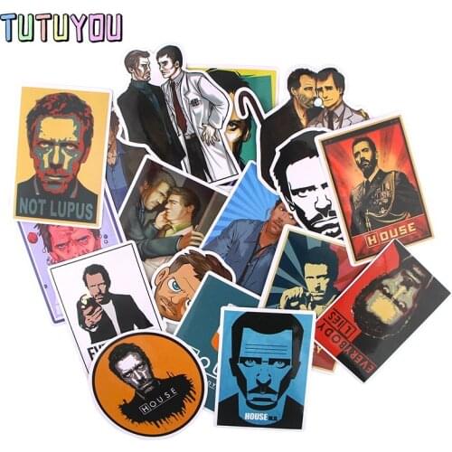 PC536 17pcs/set TV Series House M.D. Scrapbooking Stickers Decal For Guitar Laptop Luggage Car Fridge Graffiti Sticker